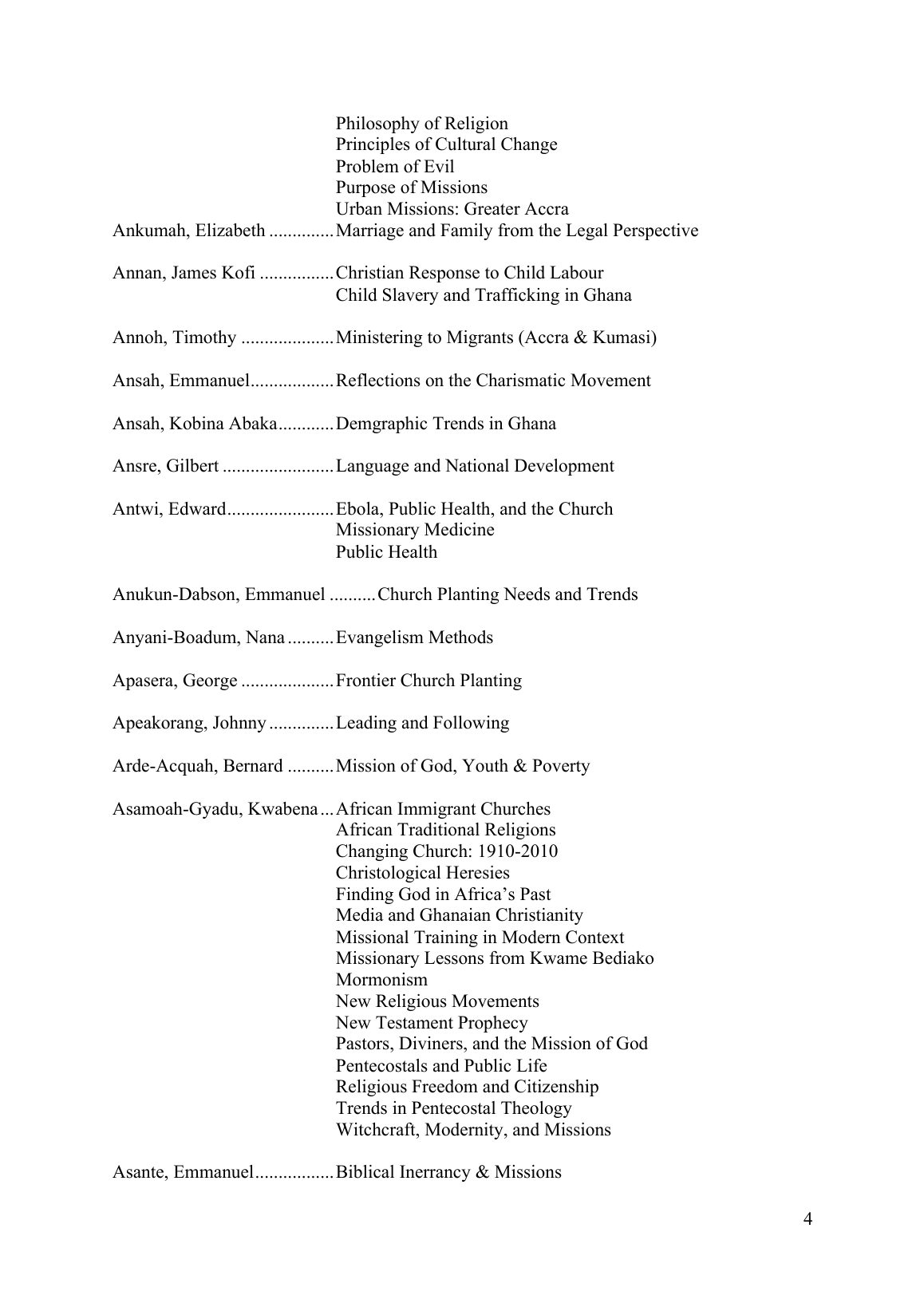 Teachers and Subjects, page 4