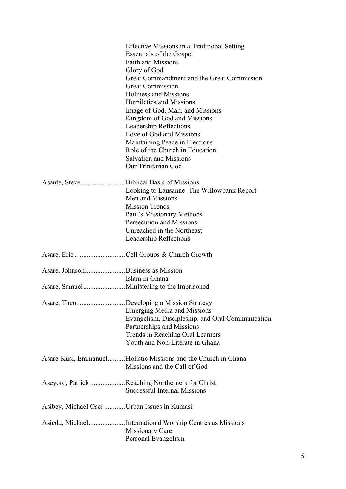 Teachers and Subjects, page 5